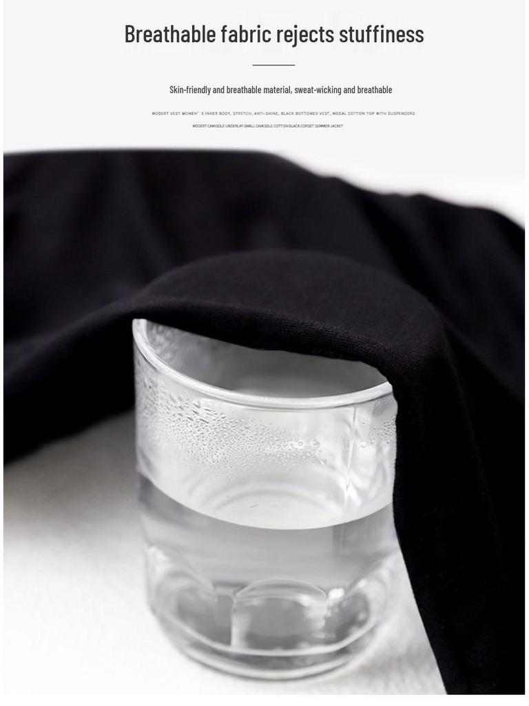 Женская летняя модальная приталенная футболка большого размера с коротким рукавом черного цвета