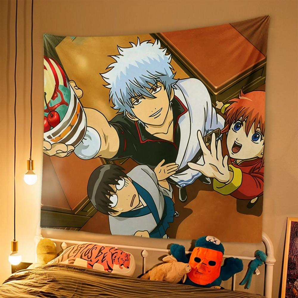 1pc Japanese Anime Tapestry GINTAMA Background Cloth Student Dormitory Bedside Bedroom Decoration Hanging Rental House  Tapestry