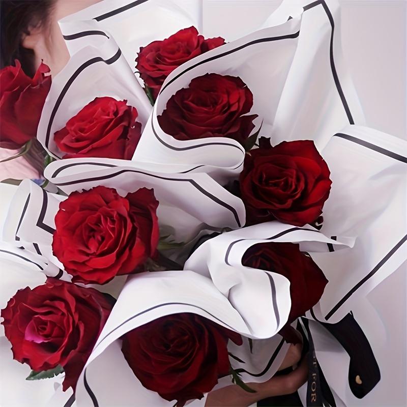 20pcs/pack Black And White Border Line Edge Matte Film Waterproof Wrapping Paper Florist Packaging Materials Flower Wrapping Paper