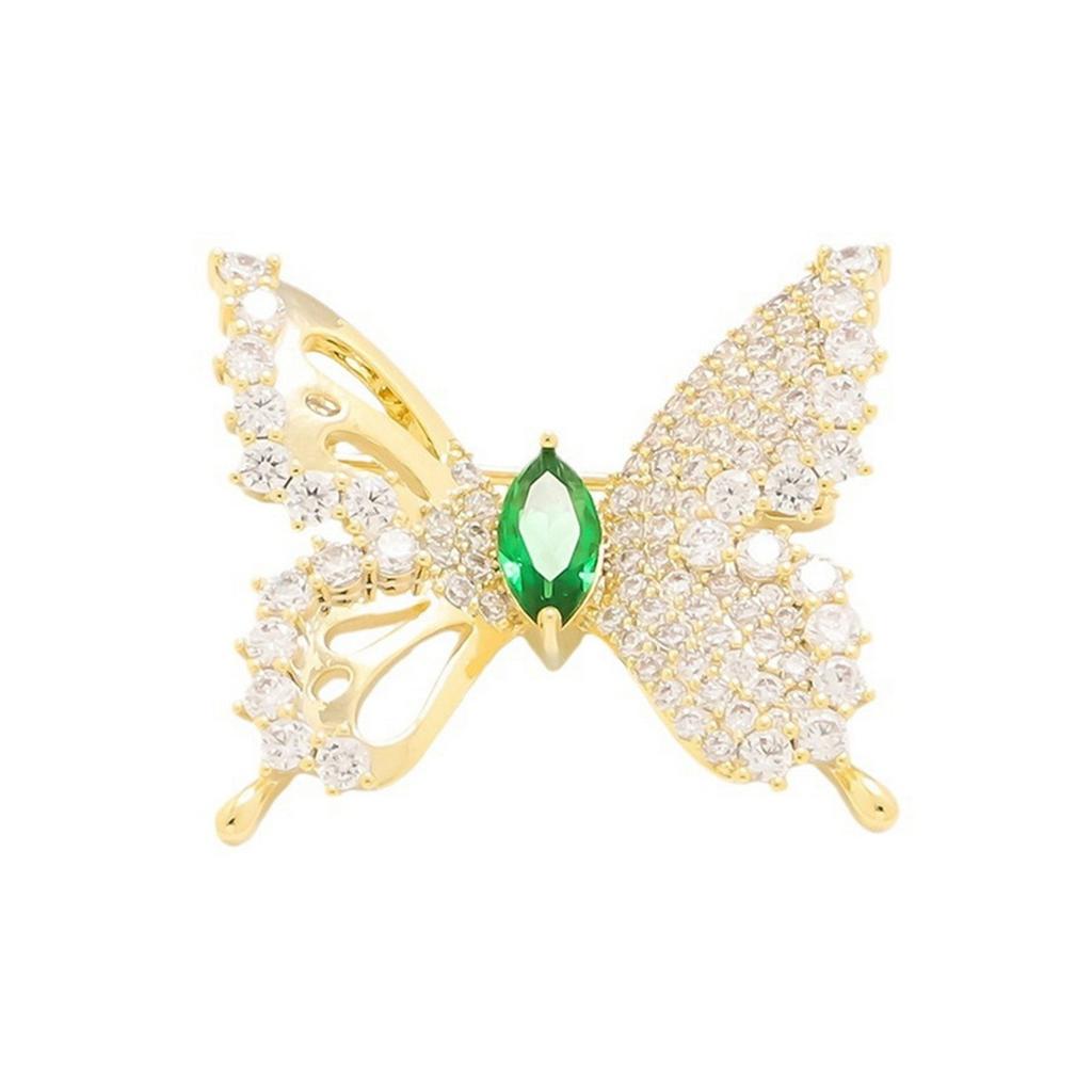 Rinhoo Shining Full Rhinestone Butterfly Brooch For Women Elegant Crystal Insect Collar Lapel Pins Animal Corsage Party Jewelry