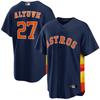 Mens MLB Houston Astros 27 Embroidered Baseball Jersey Short Sleeve Cotton Blend Sport T-Shirt Loose Fit