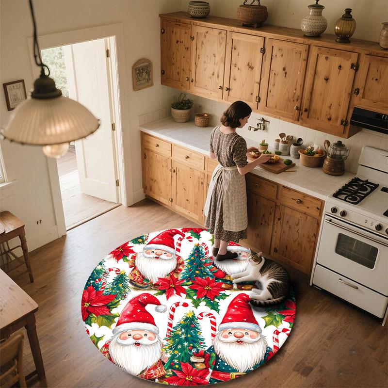 Christmas Theme pattern round rug,Carpet Rug for Living Room Bedroom Playroom ,Non-slip Floor Mat,Holiday Gifts and Birthday Gifts.