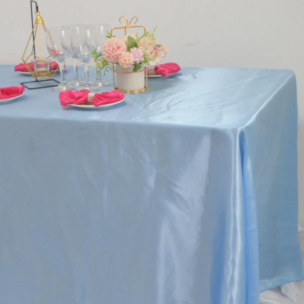 White Red Pink Satin Tablecloth 145x180cm for Wedding Party Birthday Christmas Dining Table Decoration Cover