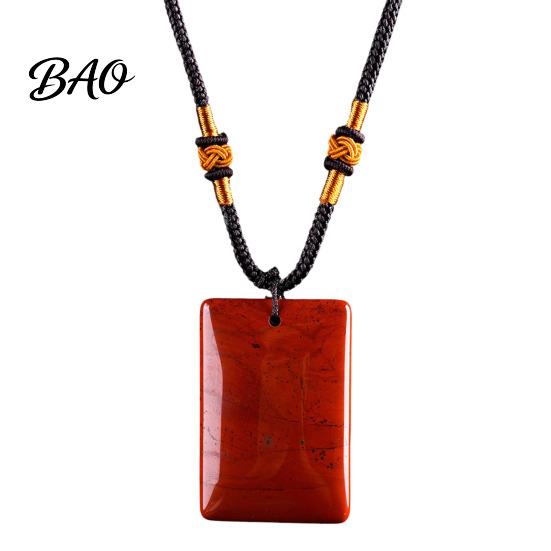 Healing Energy Stone Jewelry Natural Crystal Pendant Necklace, Necklace with Adjustable Fake Gemstone Braided Rope, Polished for Men Women