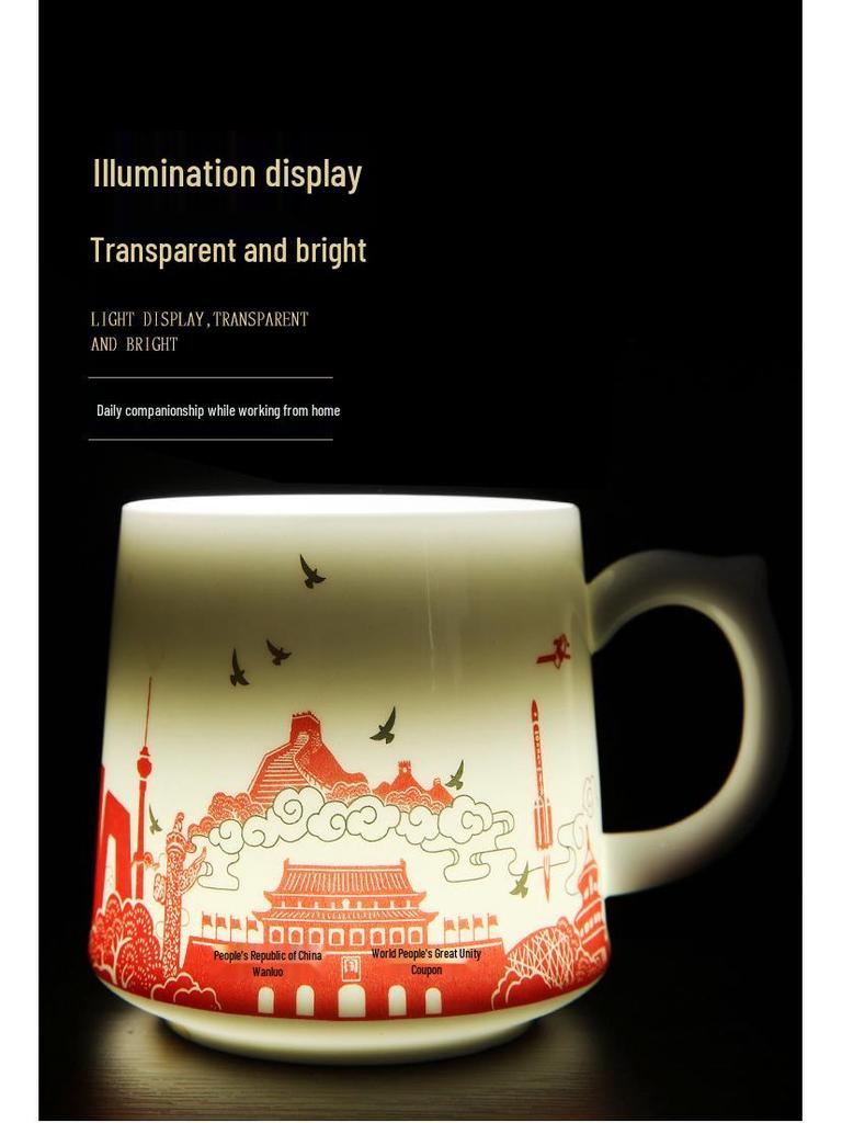 Красный керамический набор чайных чашек с логотипом для памятных корпоративных подарков