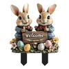 Easter Garden Stake 2D Acrylic Bunny Yard Decor Stake Cartoon Rabbit Colored