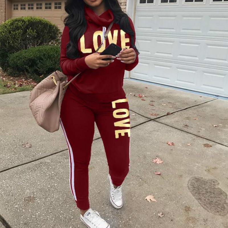 Женская одежда из двух частей, свитер с длинным рукавом, брюки, повседневная спортивная одежда, костюмы