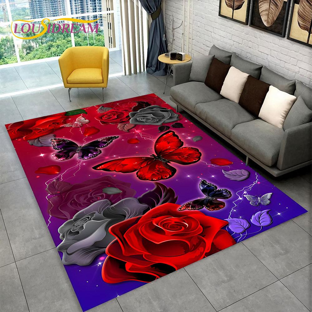 Ковер Pretty Dream Butterfly Flower Area Rug Large, ковер для дома, гостиной, спальни, дивана, коврика для двери, декора, детские нескользящие коврики