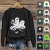 Women's Round Neck Tops Cotton Women's Casual Fashion Long Sleeve O Neck Pullover