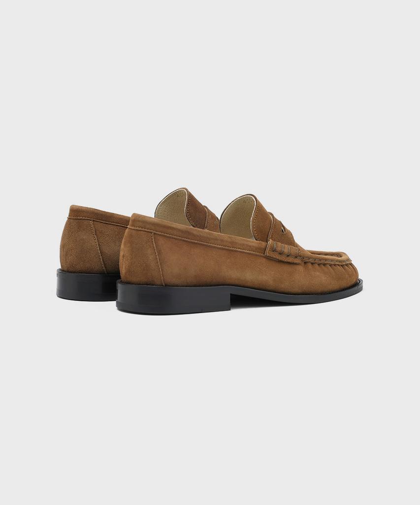 Firenze Atelier [Red Sole] Shirring Detail Standard Penny Loafer 4080 [Mid Brown Suede]
