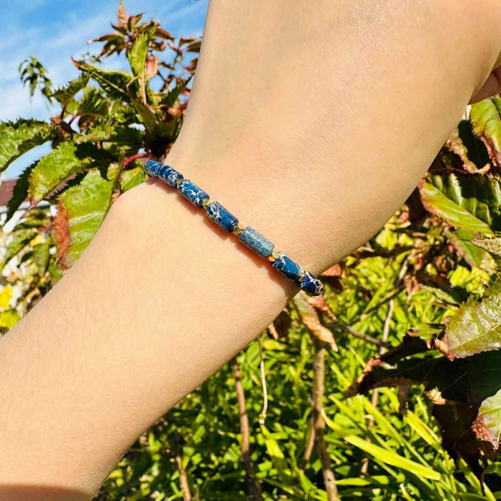 Unisex Bracelet Natural Gemstone Maanshan Turquoise Wheel Shape Smooth Cut Beads Stretchable Bracelet