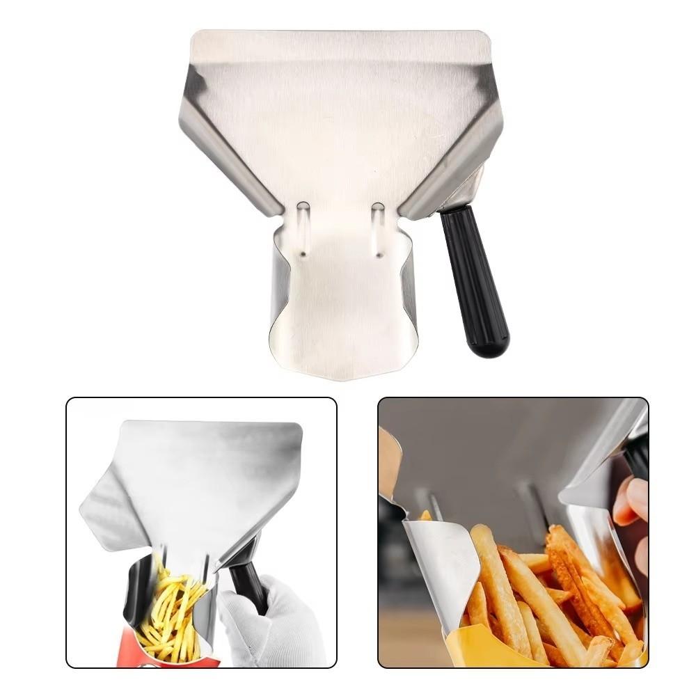 Single/Double Handle French Fries Shovel Stainless Steel Fries Shovel Loader Kitchen Gadget