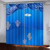 3D Blue Art Print Printed Window Warnings For Boys Men Adults Landscape Living Room Bedroom Kitchen Blackout Warning Drapes