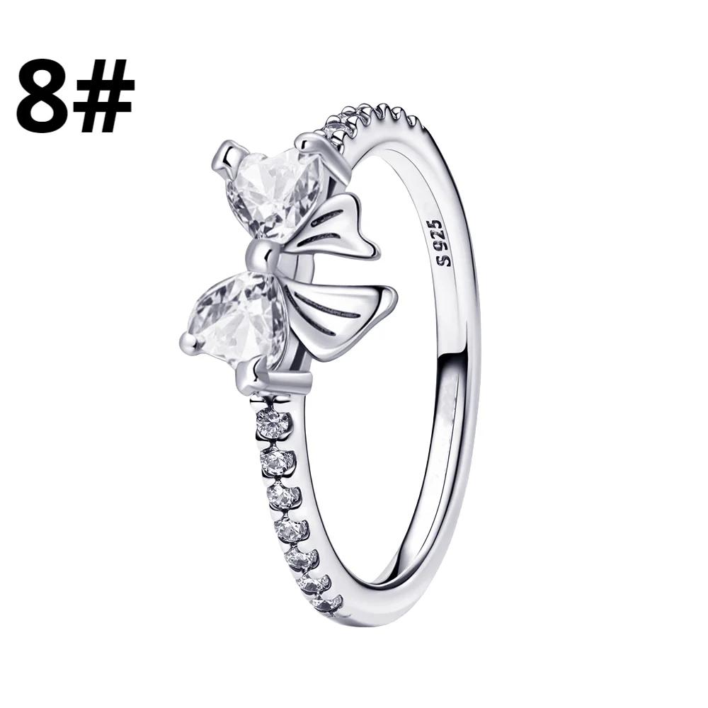 Original 925 Silver Charms Colorful Bow Set Earrings Ring Beads Pendant for Women Bracelets Necklaces DIY Jewelry Gift
