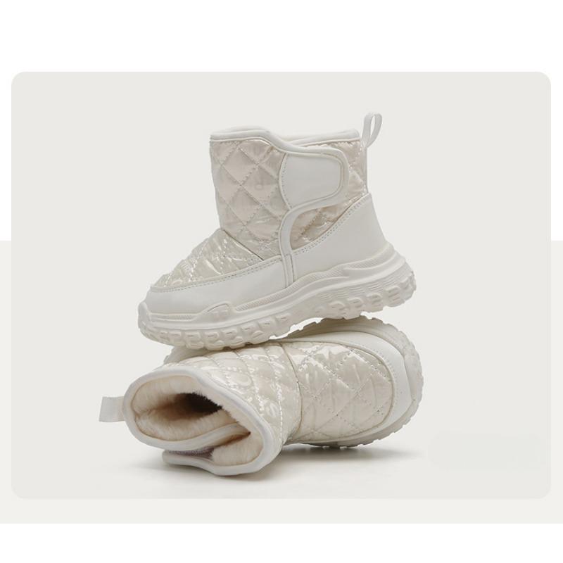 Модные универсальные однотонные высокие сапоги с липучками, утолщенные детские зимние сапоги, повседневная хлопковая обувь, теплые хлопковые сапоги для мальчиков и девочек