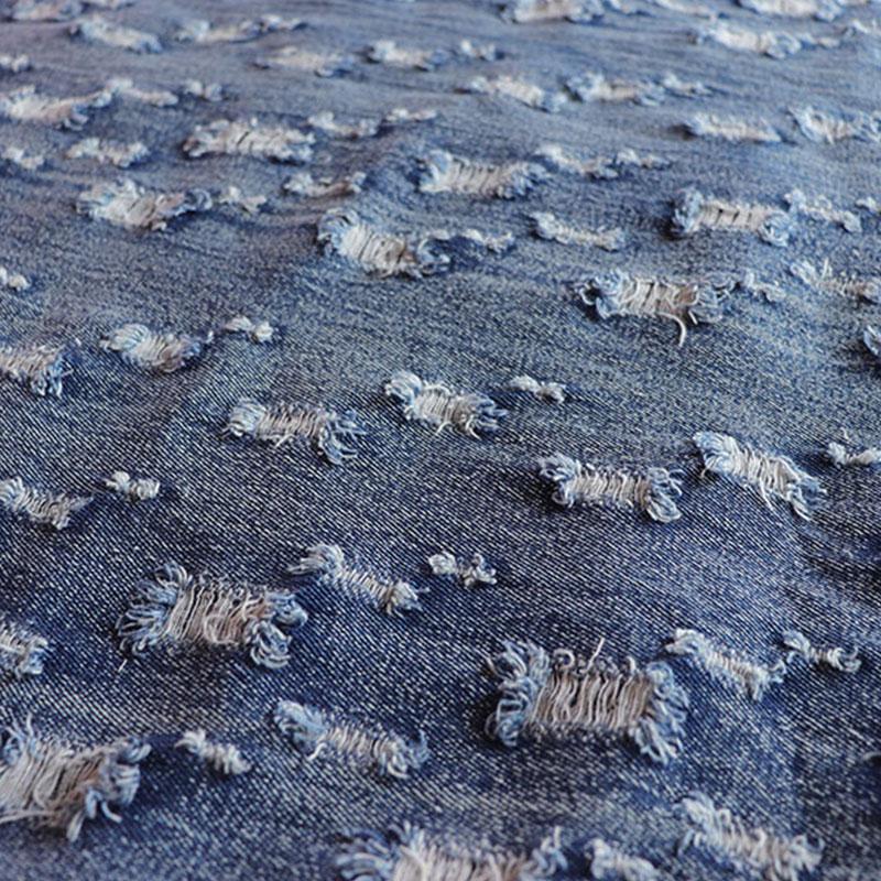 Винтажная синяя джинсовая ткань с прорезанными отверстиями для пошива брюк, курток, блейзеров, модная джинсовая ткань, материал для пошива одежды своими руками