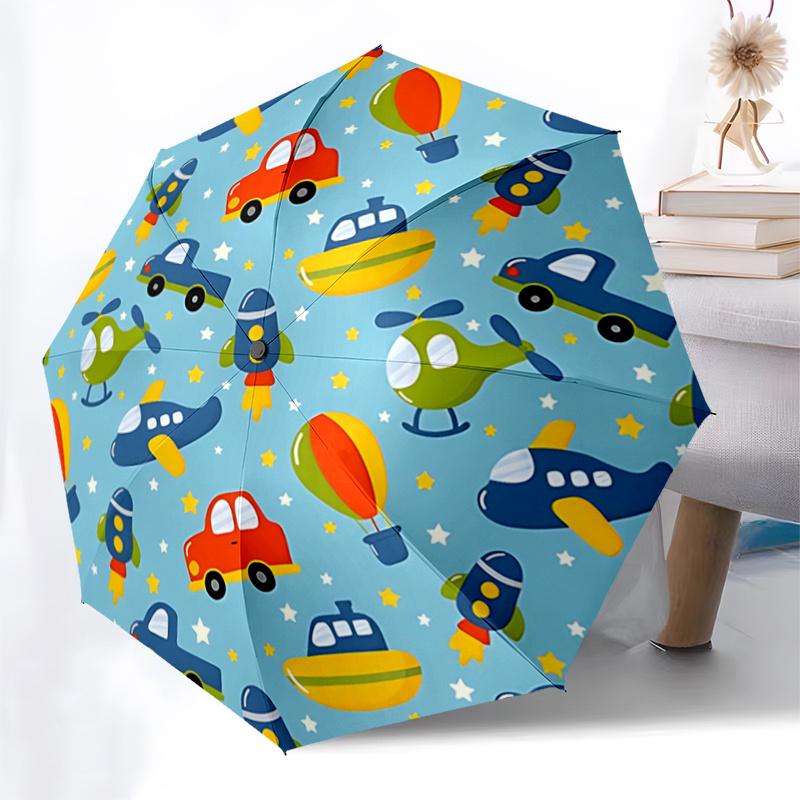 Transportation Theme Automatic Opening Folding Umbrella with 8 Bone Iron Frame Perfect for Fans,Travelers,Daily Use,and Festive Gifts!1