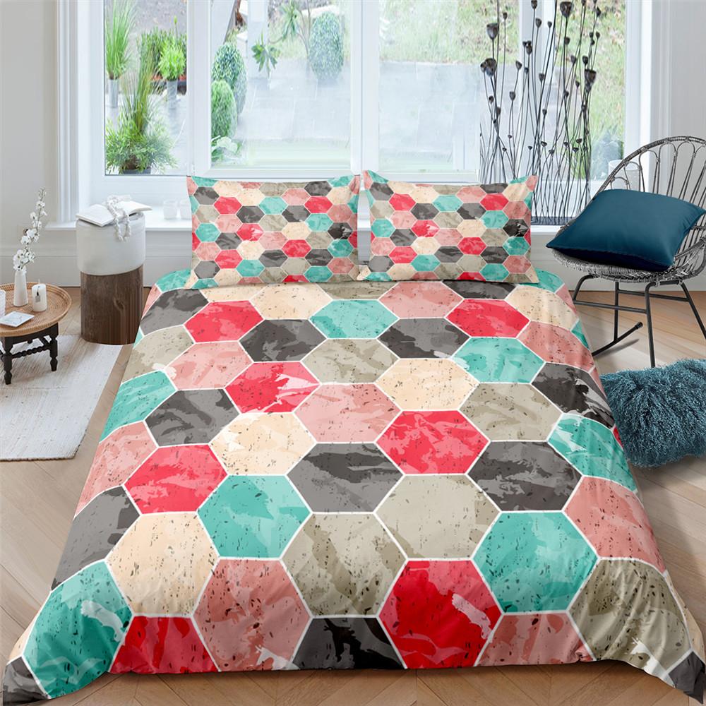 Пододеяльник Квин Геометрический Постельный Комплект 3D Постельный Комплект Для Девочек Полный Размер Кровать Одеяло Наборы Пододеяльников Твин Покрывало Унисекс Соты