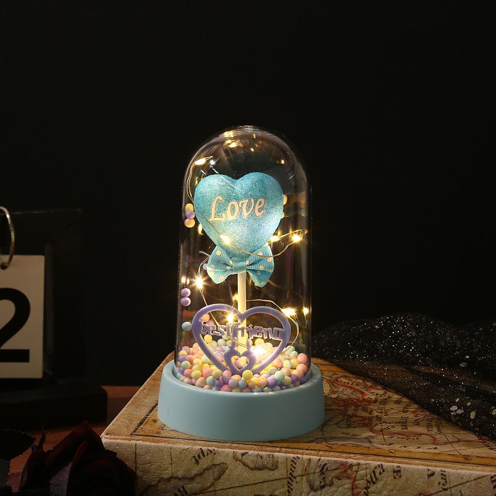 1 шт. новый подарок для влюбленных, светящийся настольный орнамент для пары с акриловой крышкой, креативное украшение вечный цветок