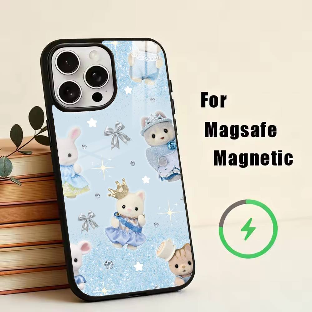 Cute Flower Lop Rabbit Phone Case For iPhone17,16,15,14,13,12,11 Plus,Pro Magnetic with Magsafe Wireless Charging