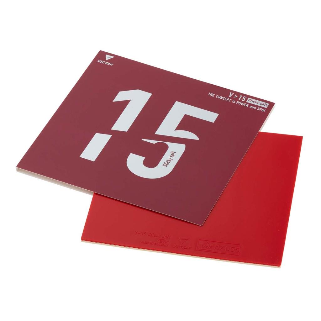 Victas Table Tennis Rubber Sticky Slightly High Energy V>15 Soft, Adhesive, Tension, Red, 2.0 (Product Code 200130)
