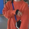 Мужской свободный свитер с круглым вырезом осень/зима 2023 года — повседневный, высококачественный, простой стиль для пар