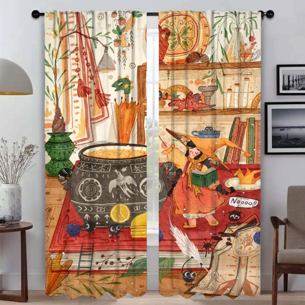 Autmn Girl Blackout Curtain for Room 2 Panel Home Interior Curtains Tulle for Bedroom Partition Shades Living Kitchen Elegant