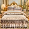 Quilted Velvet Duvet Cover Set Double Bed 220x240 King Size Embroidery Lace Luxury Quilt Cover Solid 2 Pillowcases Soft