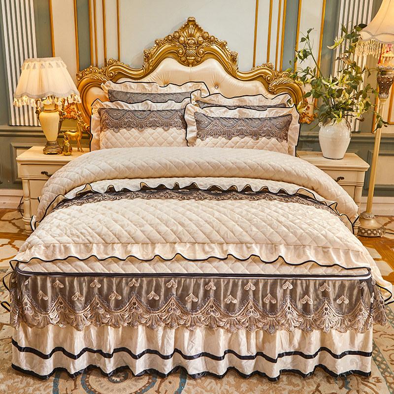 Стеганый бархатный пододеяльник, комплект двуспальной кровати 220x240, королевский размер, кружевное роскошное пододеяльник с вышивкой, однотонные 2 наволочки, мягкие