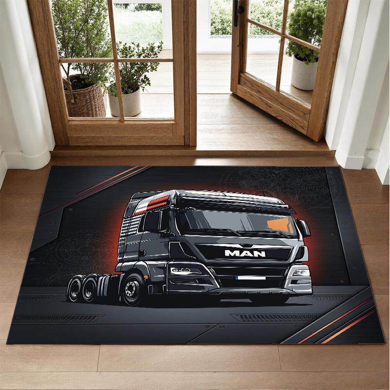 man truck Design Crystal Velvet Rug Soft Decorative Mat for Bedroom Entrance