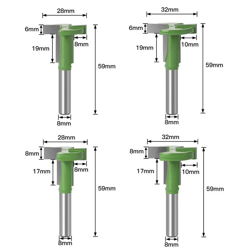 1 шт., 8 мм, хвостовик, Т-образный паз, фреза с прямым краем, долбежная фреза, резка для дерева, деревообрабатывающая ручка, инструменты