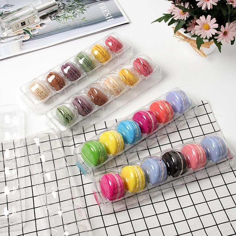 5PCS Macaron Box Transparent PET Dessert Pastry Packaging Boxes Cake Display Decoration Holds 6 Macarons Party Supplies Only Box
