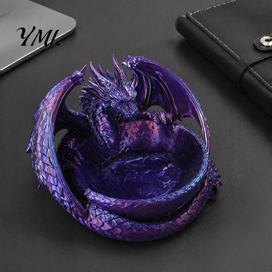 3D-печатная скульптура дракона, подставка для украшений, фэнтезийный поддон для мелочей, готический держатель для ключей в прихожую, средневековый настольный органайзер, подарок для фанатов, декор для дома