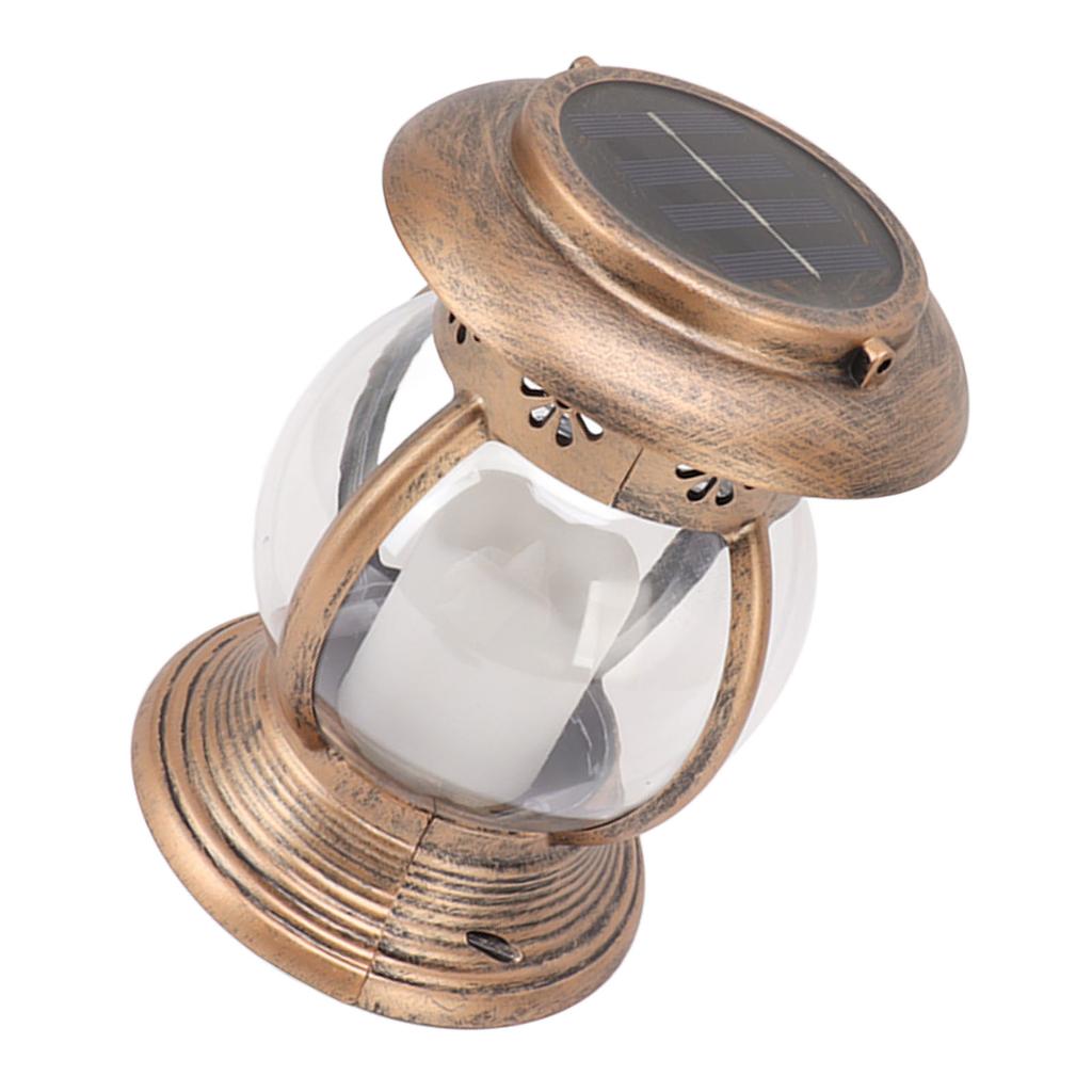 Brass Color Courtyard Solar Powered Hanging Lantern Light IP44 Waterproof Garden LED Lantern Lamp