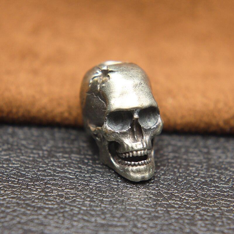 Пулевое отверстие Череп Скелет Нож Бусина Ремешок Подвеска Латунь Панк Ужасы Голова призрака Статуэтки EDC DIY Паракорд Браслет Аксессуар