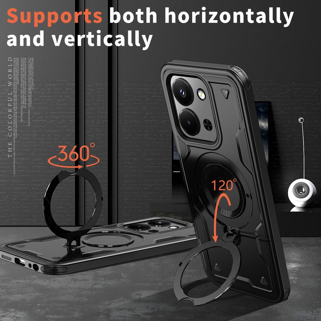 Для Xiaomi Poco C85 4G Redmi 15C 6.9 дюйма Чехол Броня Противоударный Вращающийся на 360° Магнитный Держатель TPU Рамка Пластиковая Крышка для Телефона