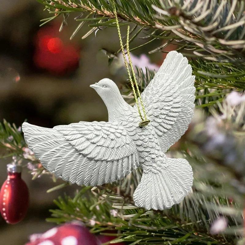 New Year Christmas Ornament White Peace Dove with Rope Friendship -Home Alone Decorate Christmas Trees Best Gift Someone Special