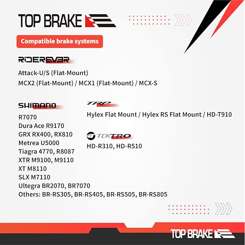 Top Brake Disc Road Bike Brake Pads for Shimano XTR-M9100, Dura Ace R9170, GRX RX400, BR RS305, 405, 505, 805, Tektro HD-R310/R510, TRP-Hylex, Flat Mo