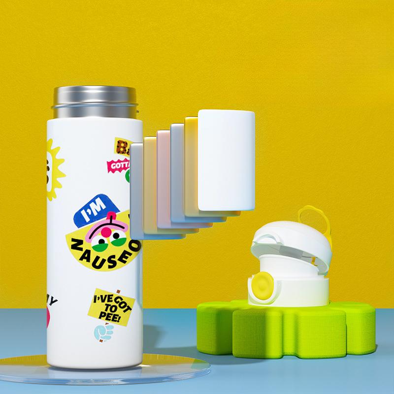 Обновленная детская термокружка из нержавеющей стали 316, студенческая, для прямого питья, пулевидная, красивая, с мультяшным рисунком, легкая, школьная кружка для воды