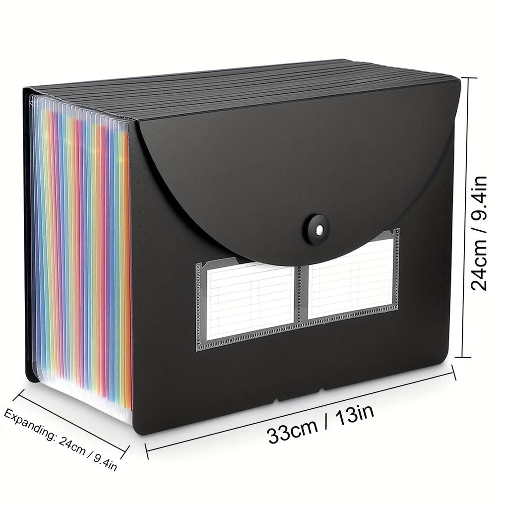 1 шт. Органайзер для файлов на 25 карманов, Расширяющийся пластиковый бокс для хранения, Папки-органайзеры для бумаги/документов/квитанций (Формат A4/Letter) Папка-стойка