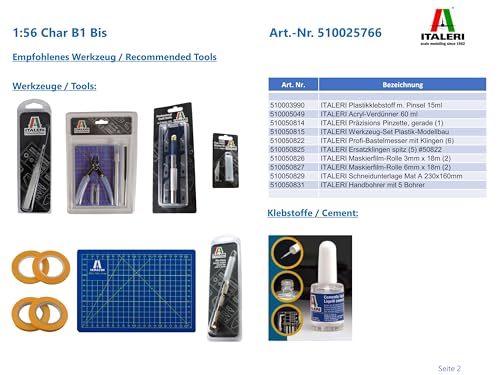 Italeri 1/56 Французский тяжелый танк B1 bis времен Второй мировой войны Пластиковый набор для сборки IT25766
