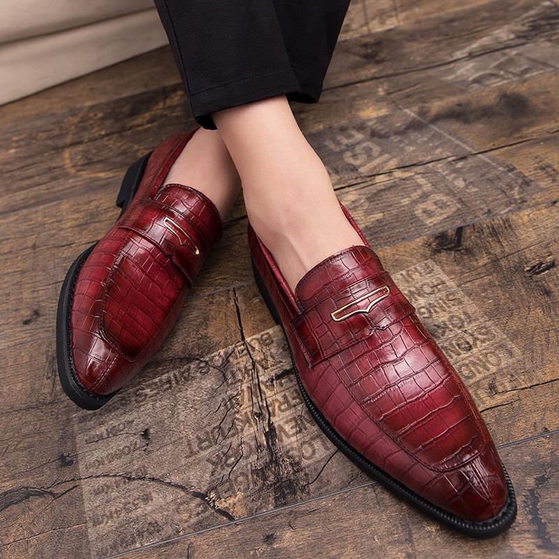 Fashion Dress Shoes  For Men Italian Loafers Men Office Shoes Genuine Leather Pointed Business Classic Wedding Party Zapatillas Hombre