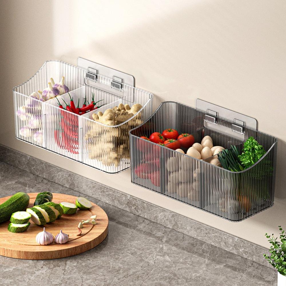 Transparent Kitchen Storage Basket No Punching Spices Container  Kitchen Supplies