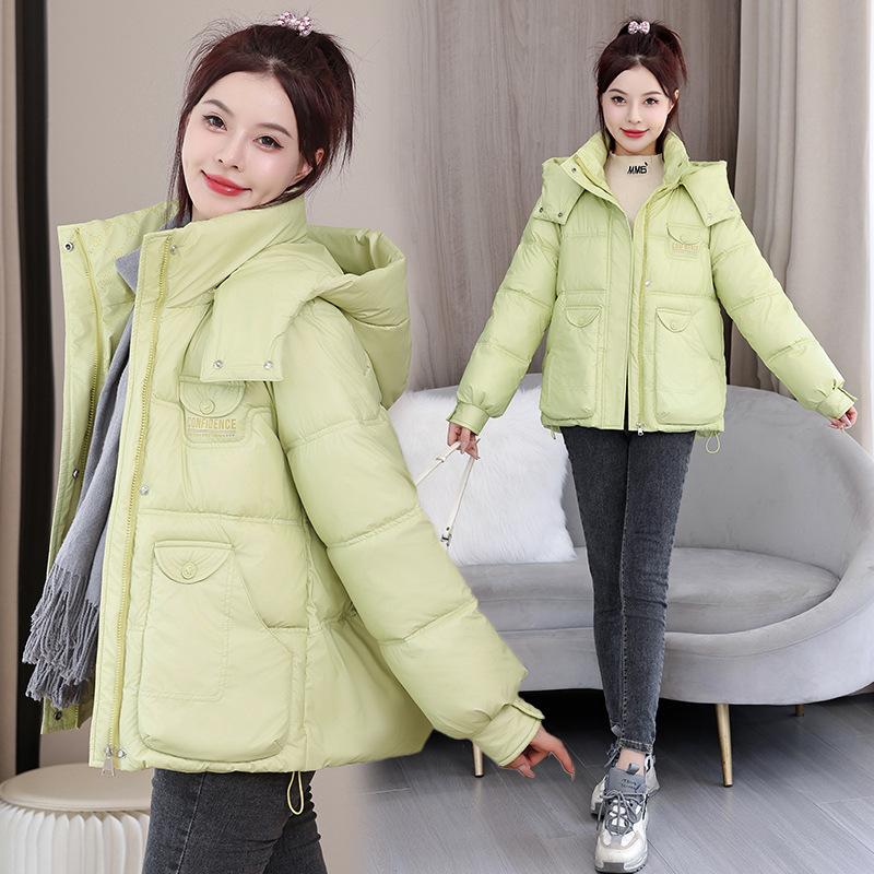 Осенне-зимнее женское пальто однотонное с капюшоном и большим карманом короткое свободное пальто утолщенная теплая студенческая куртка