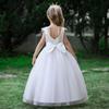 Flower Girls Dress Lace White Bow Girl Dress Christmas Costume Sequins Bridemide Gown Wedding Party Princess Dress for Girls First Communion