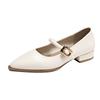 Retro Mary Jane Shoes Elegant Pointed Toe Buckle Belt Shallow Low Heels Office Career Pumps Casual Footwear Female Zapatos