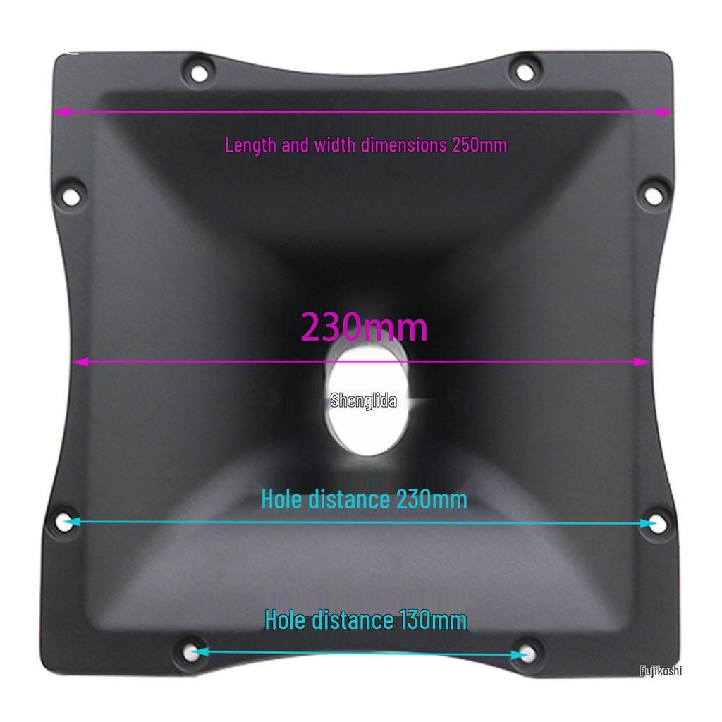 Recessed Edge Aluminum Speaker Horn, Audio RC 250x250mm, 100 Core, 50mm Throat