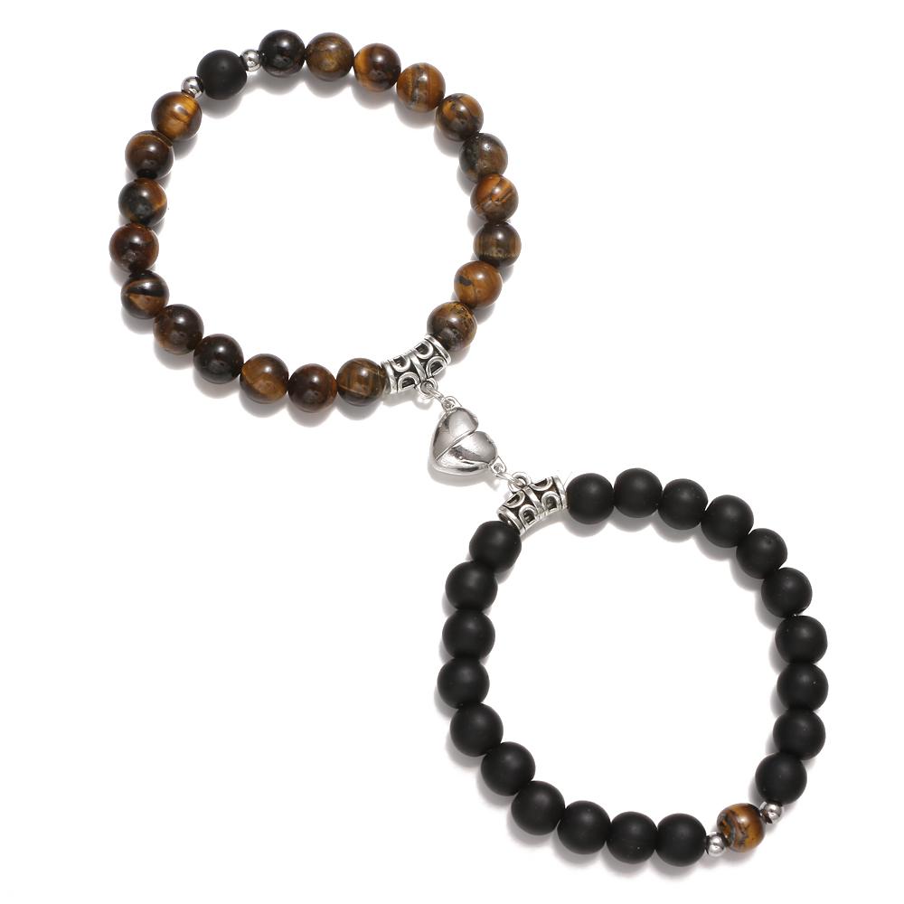 Мода 2 шт./компл. натуральный камень бусины браслет для йоги для влюбленных расстояние магнит пара браслеты ювелирные изделия дружбы