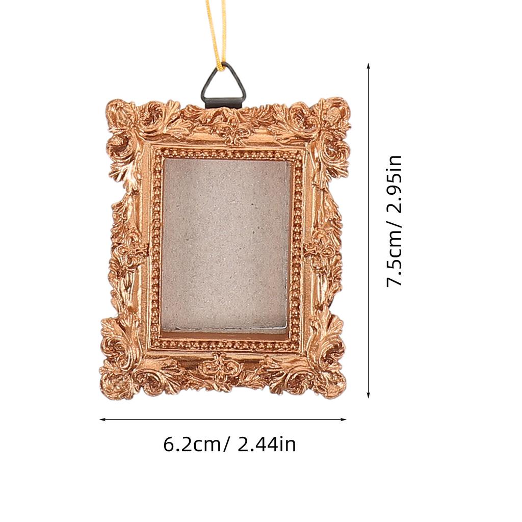 Vintage Mini Round Photo Frame Baroque Hanging Decoration for Christmas Tree Holiday Home Decor Picture Ornament