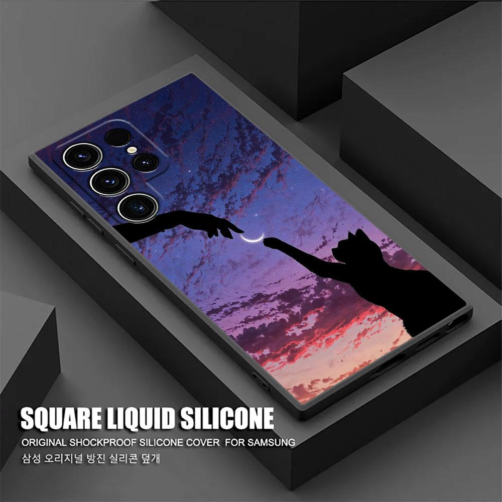 Забавный Милый Кот Лайн-арт Чехол S26Ultra Для Samsung Galaxy S26 S25 S24 S23 S20 S21 FE S22 Ultra S25 Plus 5G Чехлы Мягкая Защитная Крышка для Телефона
